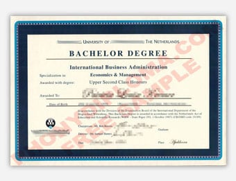 Wittenborg University of Applied Sciences - Fake Diploma Sample from Netherlands